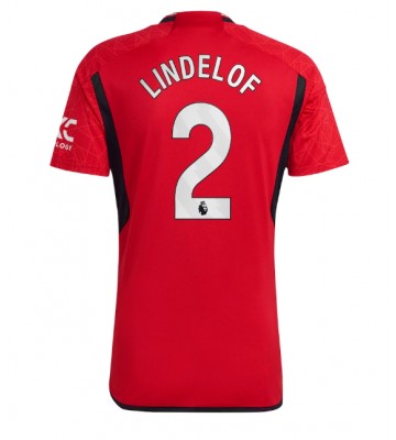 Lacne Muži Futbalové dres Manchester United Victor Lindelof #2 2023-24 Krátky Rukáv - Domáci